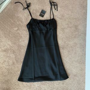 forever 21 black satin mini dress
